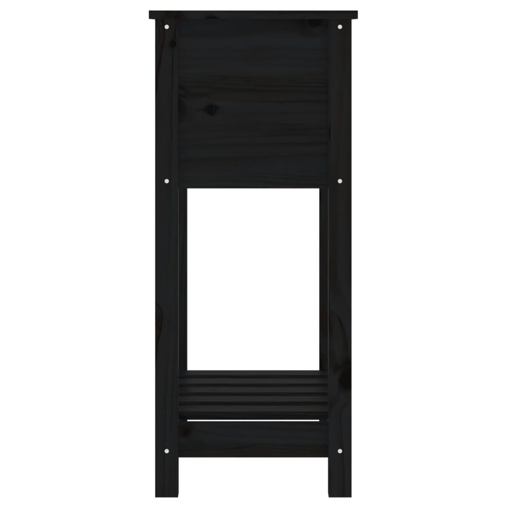 Fioriera con Mensola Nera 54x34,5x81 cm Legno Massello di Pino - homemem39