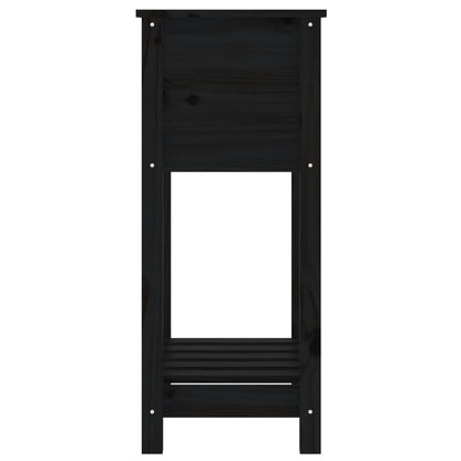 Fioriera con Mensola Nera 54x34,5x81 cm Legno Massello di Pino - homemem39