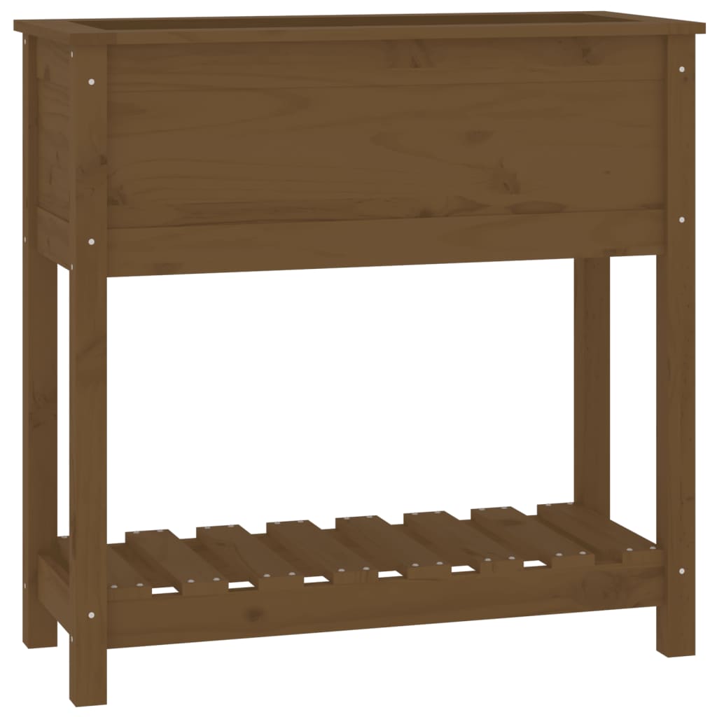 Fioriera con Mensola Miele 82,5x34,5x81 cm Legno Massello Pino - homemem39