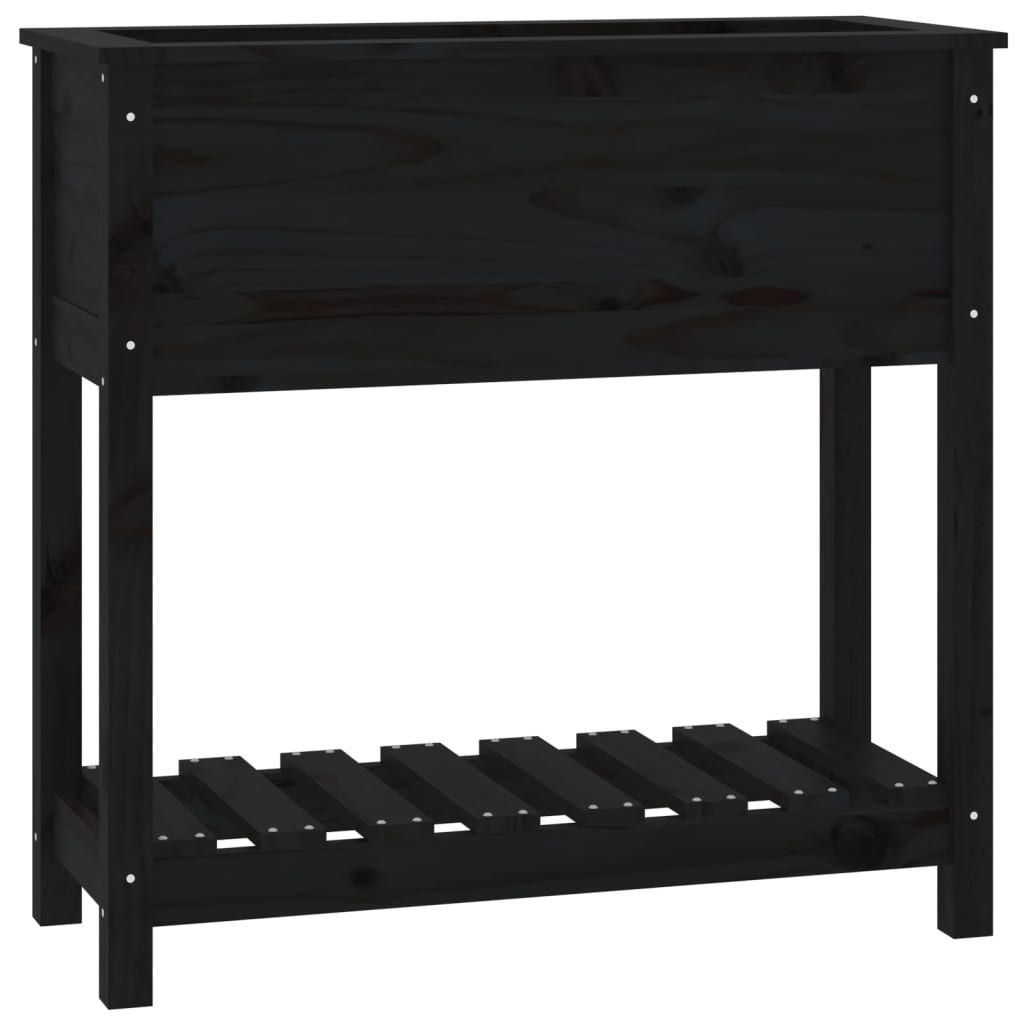 Fioriera con Mensola Nera 82,5x34,5x81cm Legno Massello di Pino - homemem39