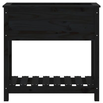 Fioriera con Mensola Nera 82,5x34,5x81cm Legno Massello di Pino - homemem39