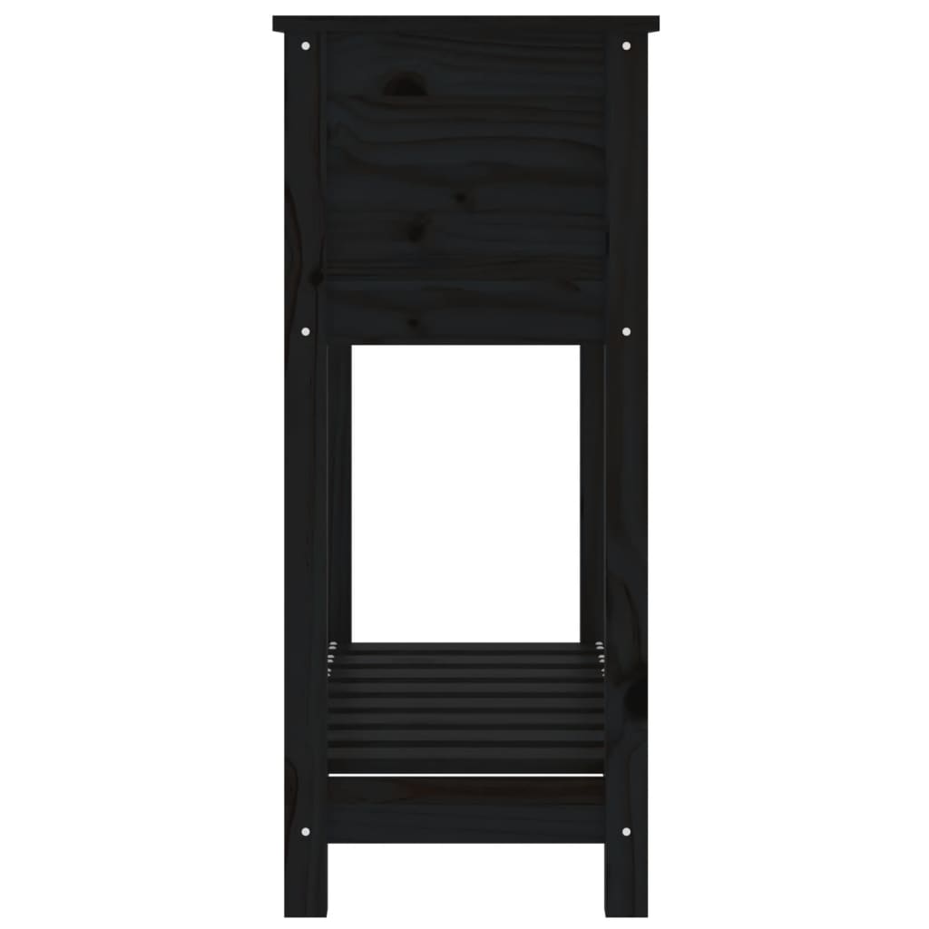 Fioriera con Mensola Nera 82,5x34,5x81cm Legno Massello di Pino - homemem39