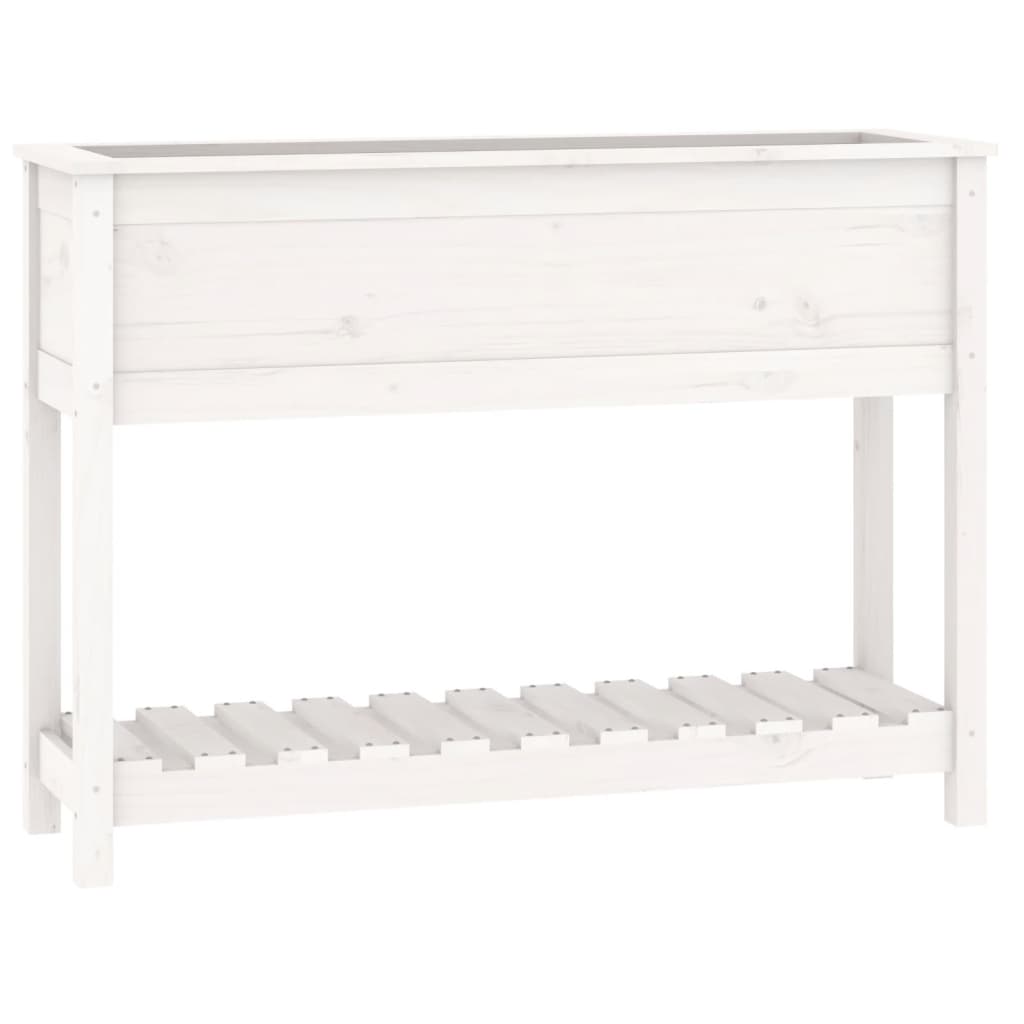 Fioriera con Mensola Bianca 111,5x34,5x81cm Legno Massello Pino - homemem39