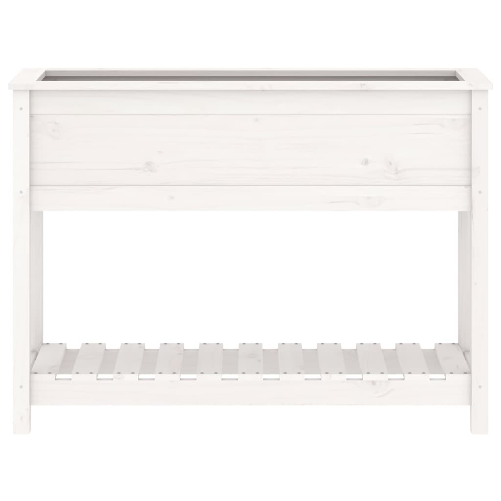 Fioriera con Mensola Bianca 111,5x34,5x81cm Legno Massello Pino - homemem39