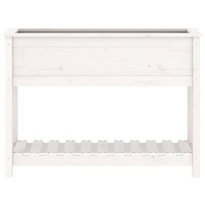 Fioriera con Mensola Bianca 111,5x34,5x81cm Legno Massello Pino - homemem39