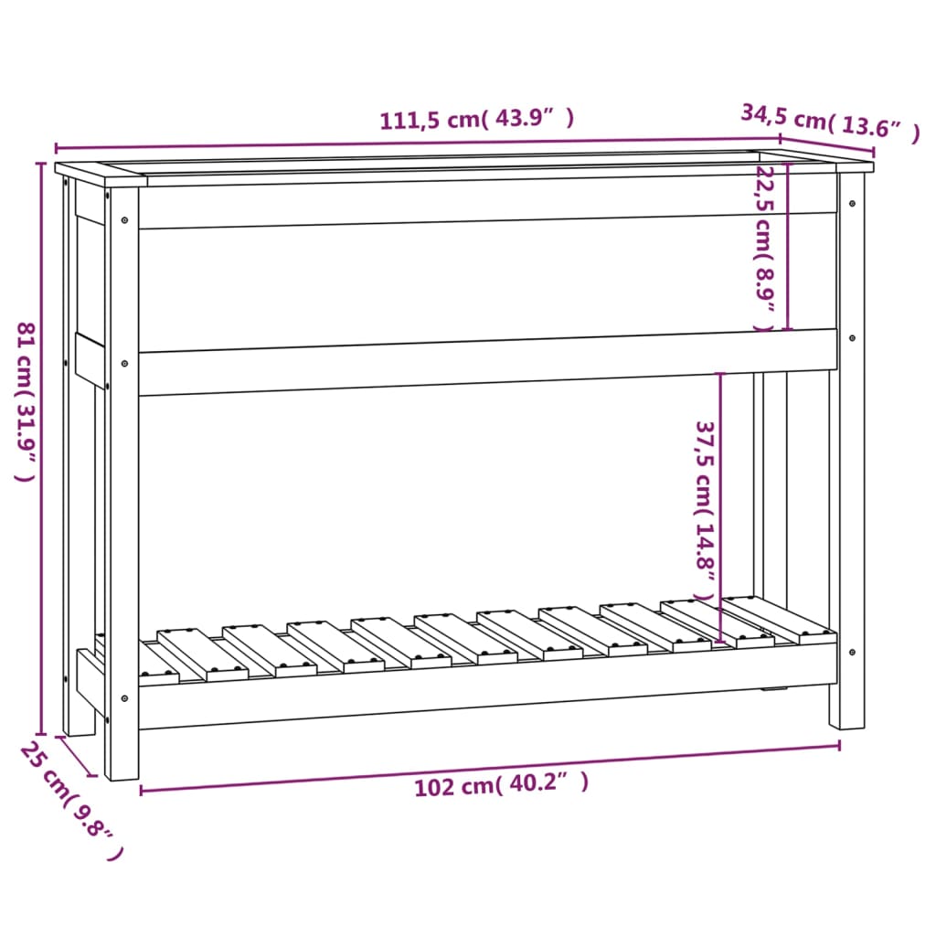 Fioriera con Mensola Bianca 111,5x34,5x81cm Legno Massello Pino - homemem39