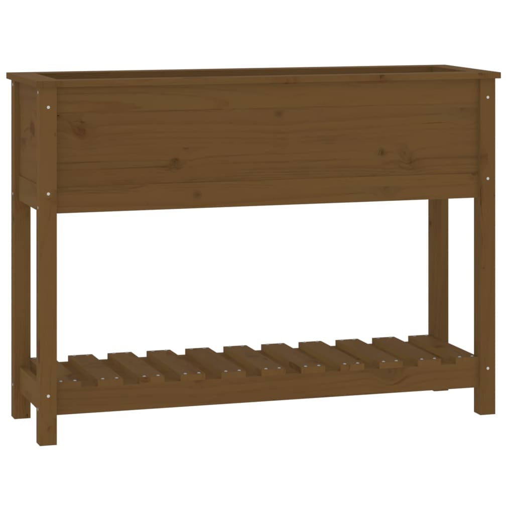 Fioriera con Mensola Miele 111,5x34,5x81 cm Legno Massello Pino - homemem39