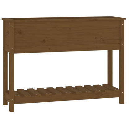 Fioriera con Mensola Miele 111,5x34,5x81 cm Legno Massello Pino - homemem39