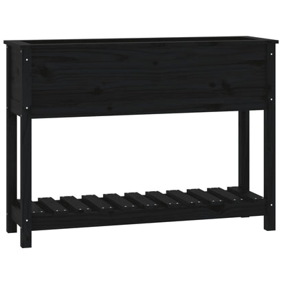 Fioriera con Mensola Nera 111,5x34,5x81 cm Legno Massello Pino - homemem39