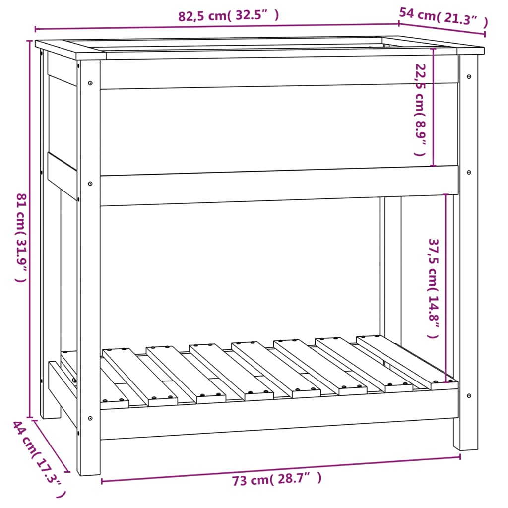 Fioriera con Mensola 82,5x54x81 cm in Legno Massello di Pino - homemem39