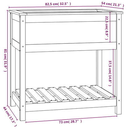 Fioriera con Mensola Bianca 82,5x54x81cm in Legno Massello Pino - homemem39