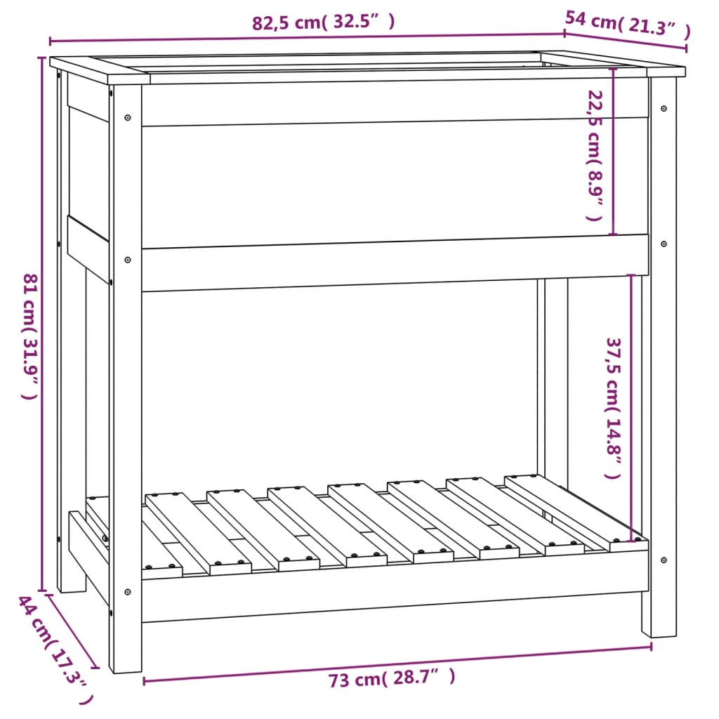 Fioriera con Mensola Miele 82,5x54x81 cm in Legno Massello Pino - homemem39