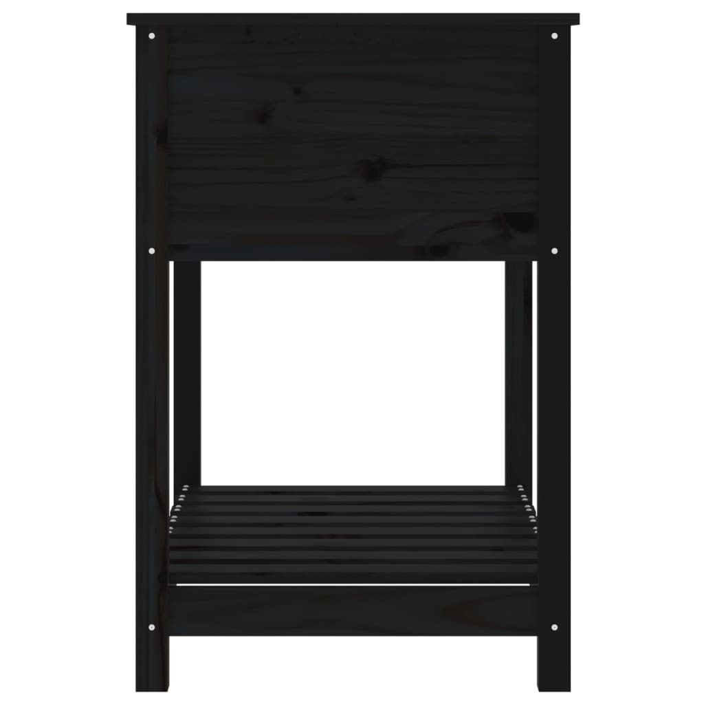 Fioriera con Mensola Nera 82,5x54x81 cm Legno Massello di Pino - homemem39