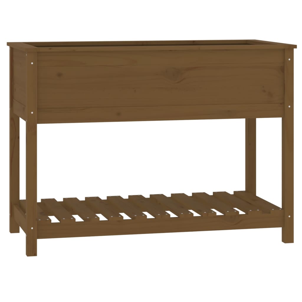 Fioriera con Mensola Miele 111,5x54x81cm in Legno Massello Pino - homemem39