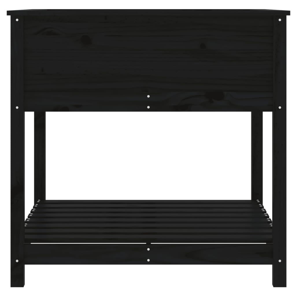 Fioriera con Mensola Nera 82,5x82,5x81cm Legno Massello di Pino - homemem39