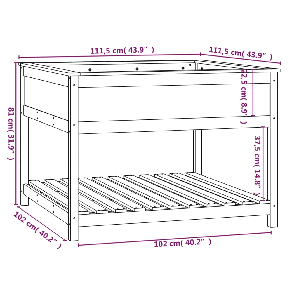 Fioriera con Mensola Miele 111,5x111,5x81cm Legno Massello Pino - homemem39