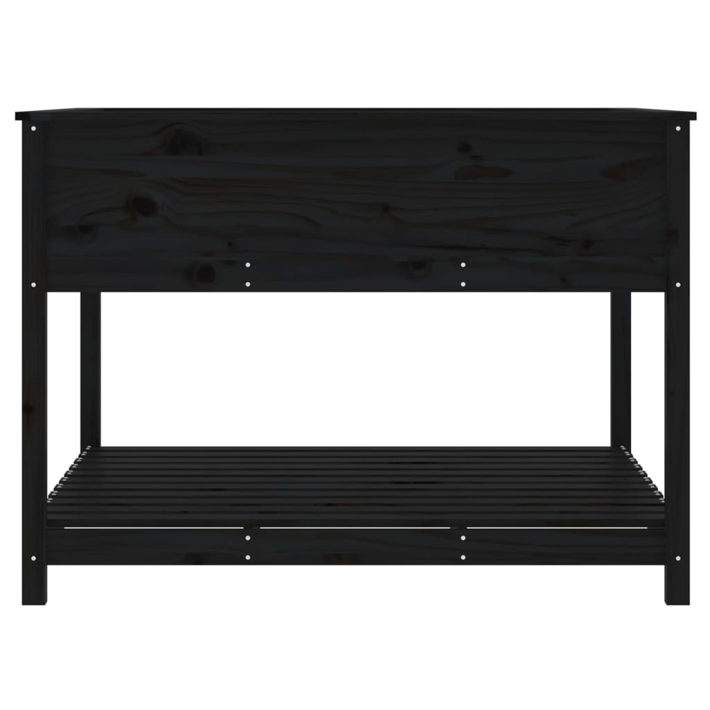 Fioriera con Mensola Nera 111,5x111,5x81 cm Legno Massello Pino - homemem39