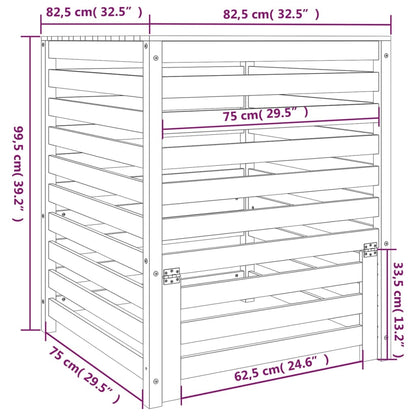 Compostiera Nera 82,5x82,5x99,5 cm in Legno Massello di Pino - homemem39