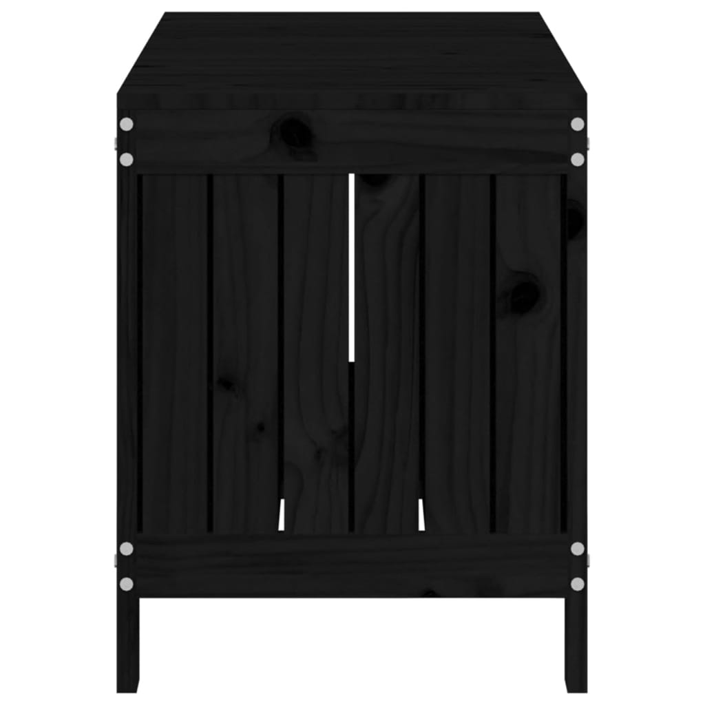 Contenitore da Giardino Nero 108x42,5x54cm Legno Massello Pino - homemem39