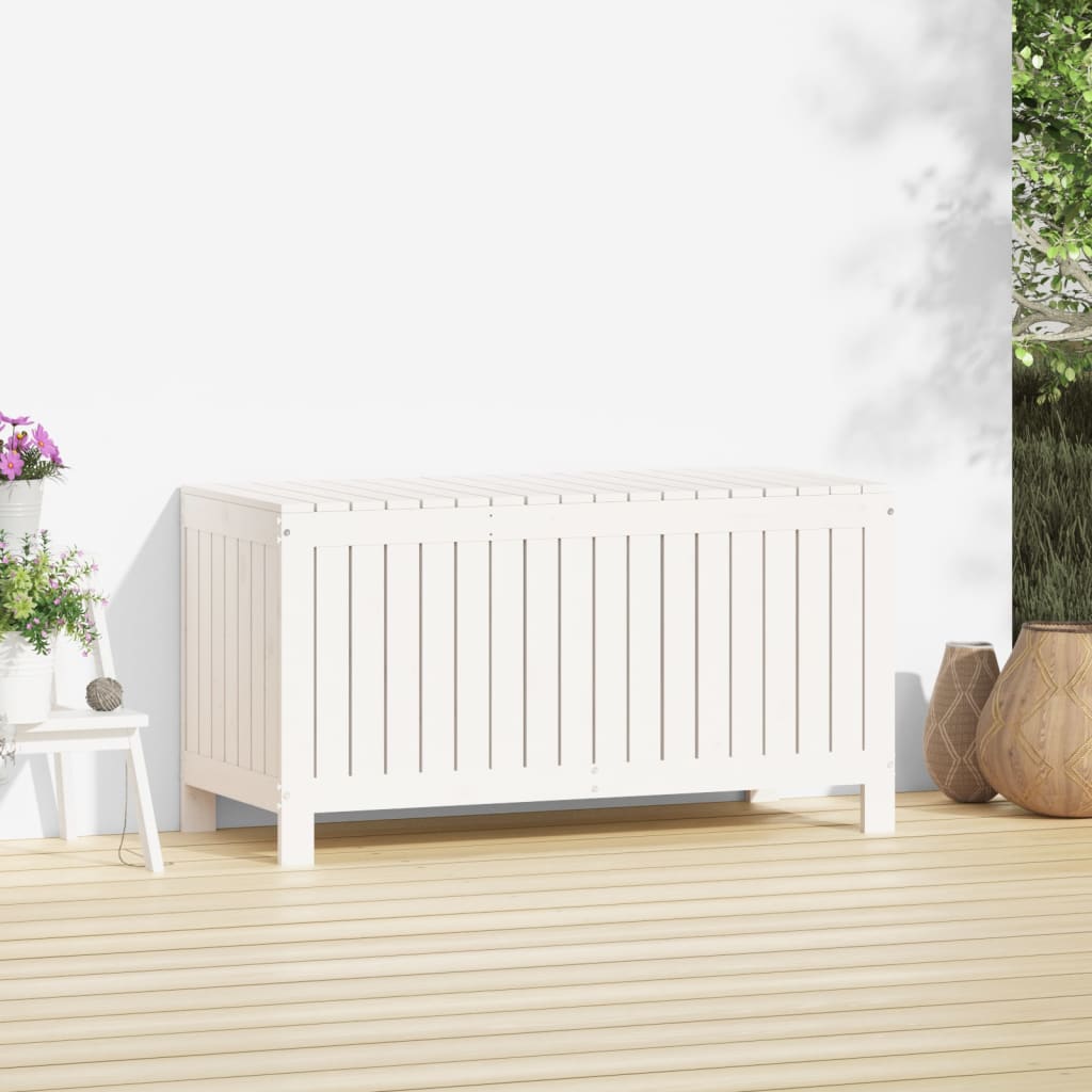 Contenitore da Giardino Bianco 115x49x60 cm Legno Massello Pino - homemem39