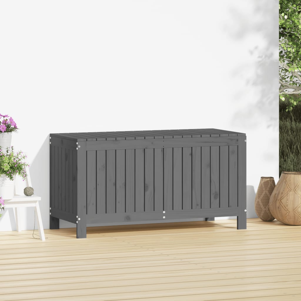 Contenitore da Giardino Grigio 115x49x60 cm Legno Massello Pino - homemem39