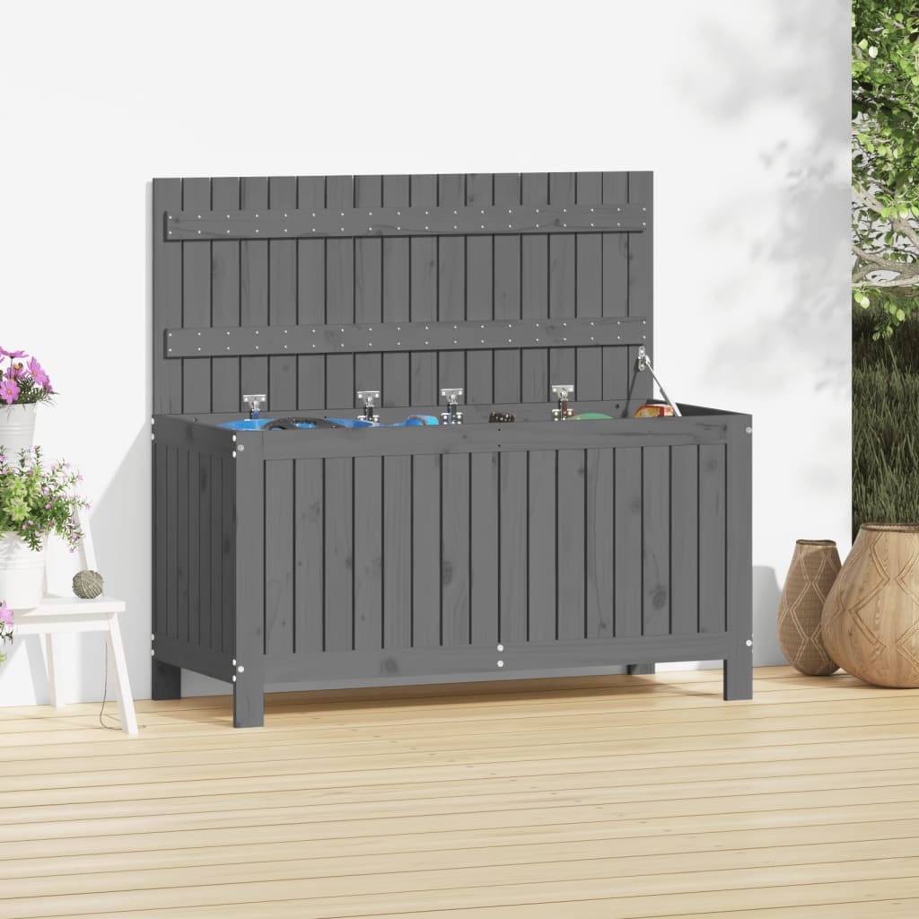 Contenitore da Giardino Grigio 115x49x60 cm Legno Massello Pino - homemem39