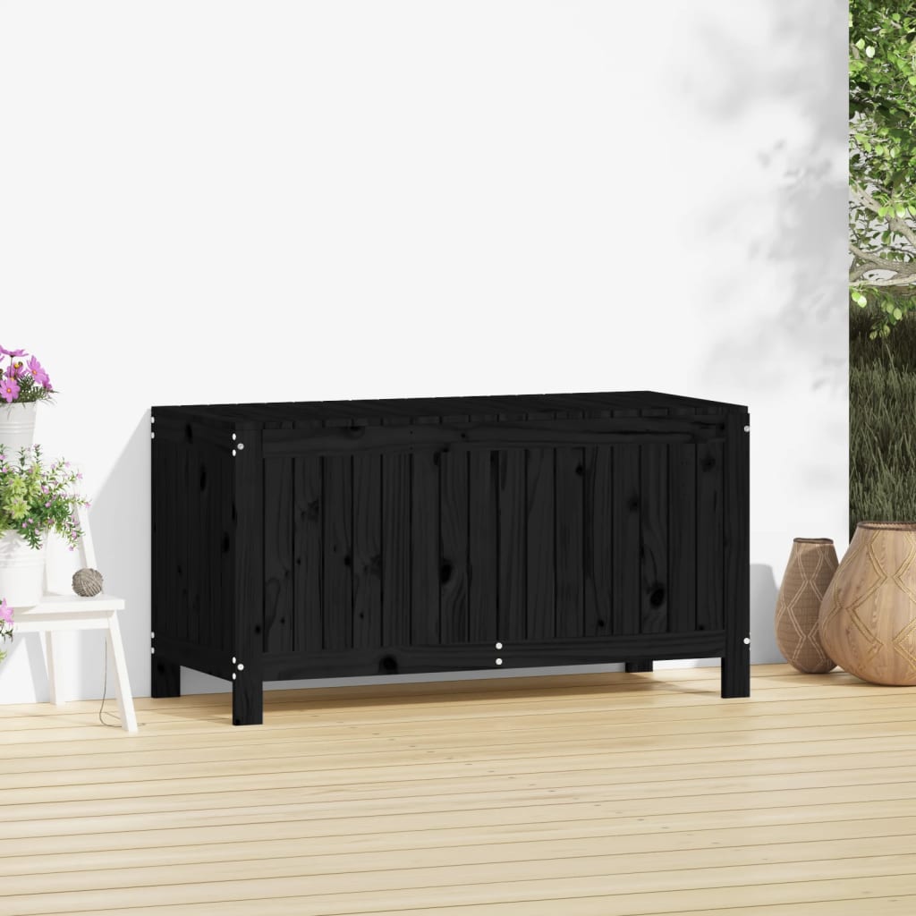 Contenitore da Giardino Nero 115x49x60cm Legno Massello di Pino - homemem39