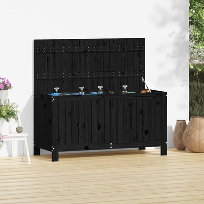 Contenitore da Giardino Nero 115x49x60cm Legno Massello di Pino - homemem39