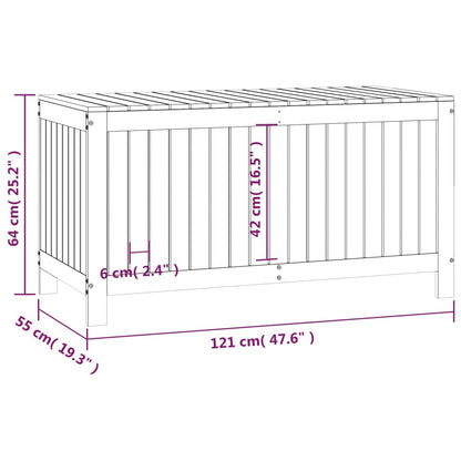 Contenitore da Giardino Bianco 121x55x64 cm Legno Massello Pino - homemem39