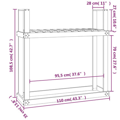 Portalegna 110x35x108,5 cm in Legno Massello di Pino - homemem39