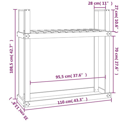 Portalegna Grigio 110x35x108,5 cm in Legno Massello di Pino - homemem39