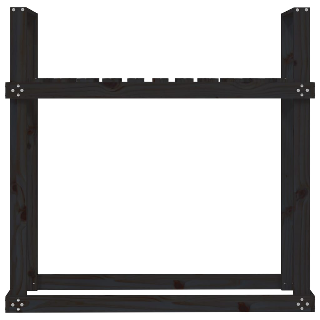 Portalegna Nero 110x35x108,5 cm in Legno Massello di Pino - homemem39