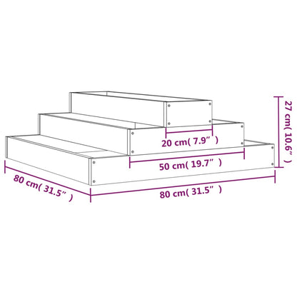 Fioriera Grigia 80x80x27 cm in Legno Massello di Pino - homemem39