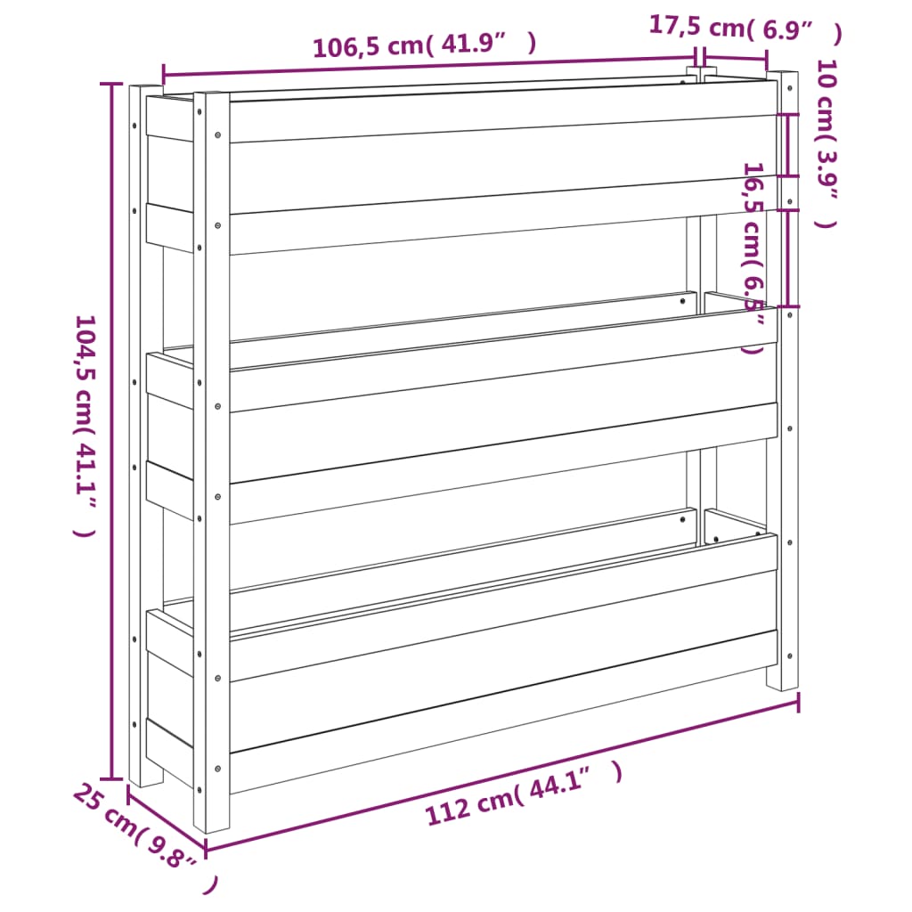 Fioriera 112x25x104,5 cm in Legno Massello di Pino - homemem39