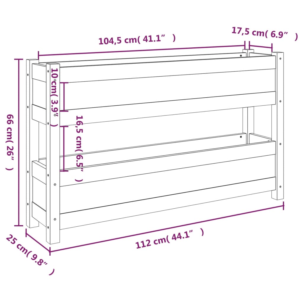 Fioriera Bianca 112x25x66 cm in Legno Massello di Pino - homemem39