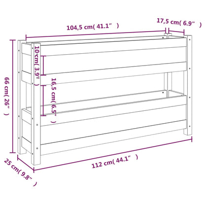 Fioriera Grigia 112x25x66 cm in Legno Massello di Pino - homemem39