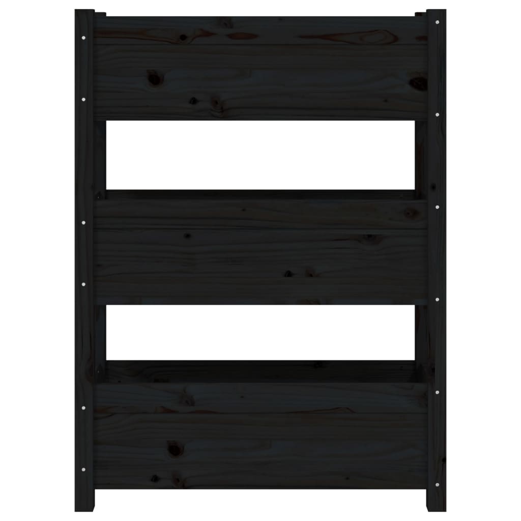 Fioriera Nera 77x25x104,5 cm in Legno Massello di Pino - homemem39