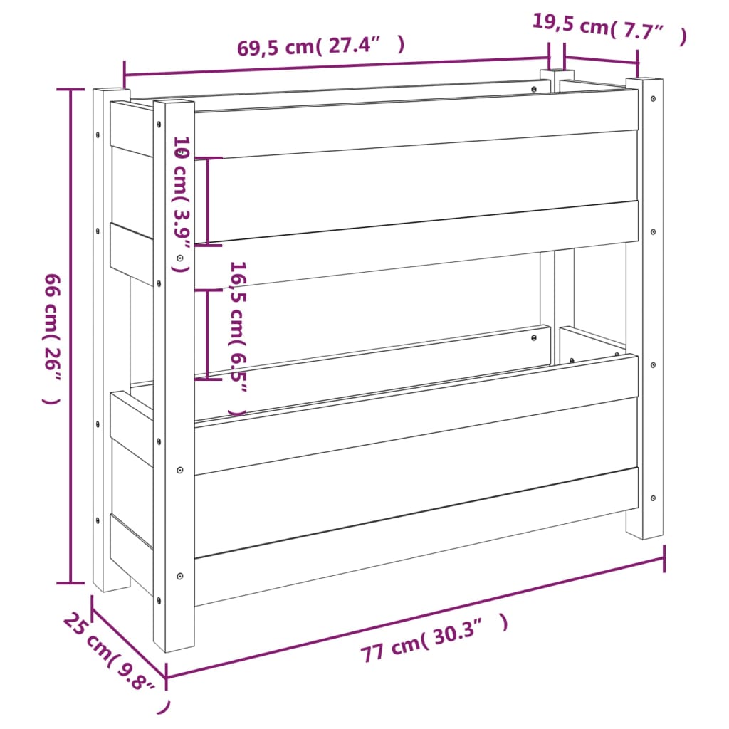 Fioriera 77x25x66 cm in Legno Massello di Pino - homemem39