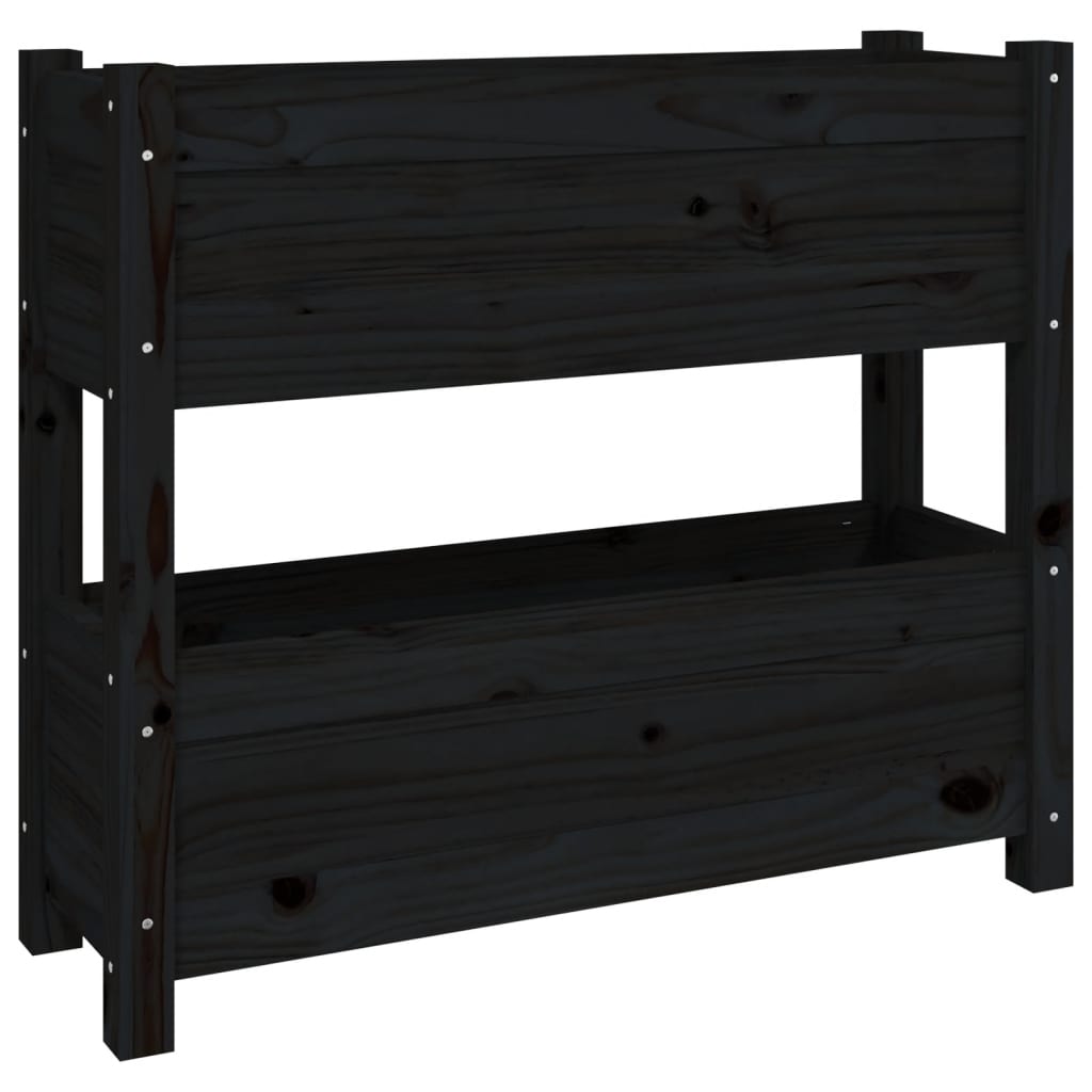 Fioriera Nera 77x25x66 cm in Legno Massello di Pino - homemem39