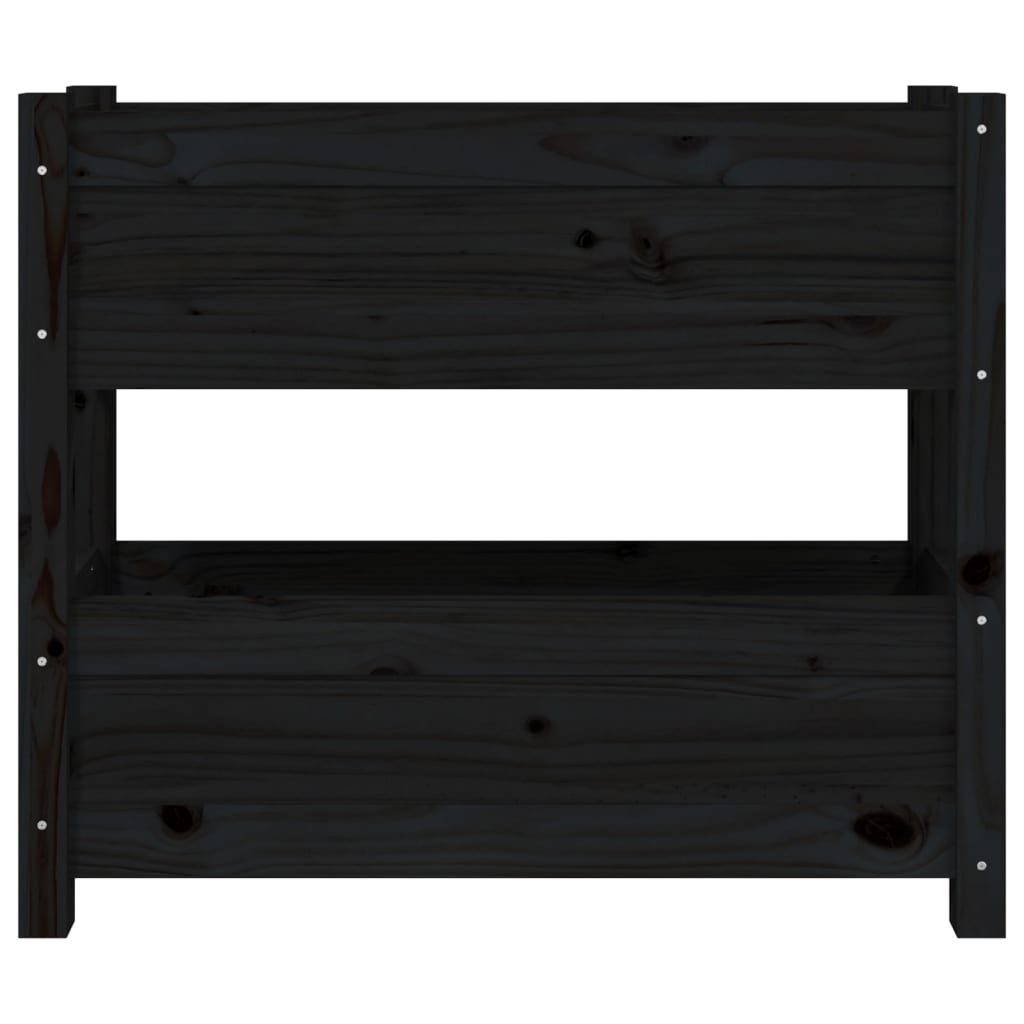 Fioriera Nera 77x25x66 cm in Legno Massello di Pino - homemem39