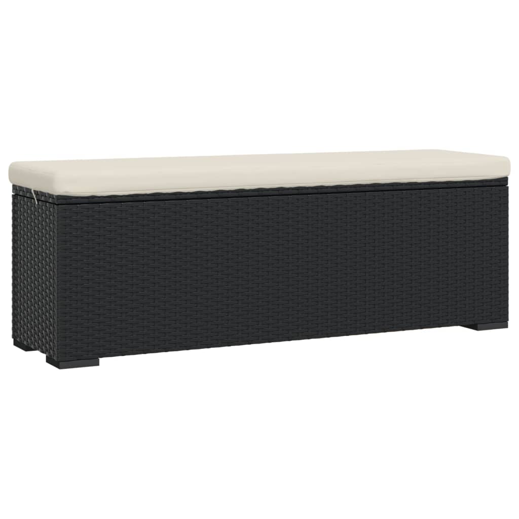 Panca Ottomana con Cuscino Nero 110x30x40 cm in Polyrattan - homemem39