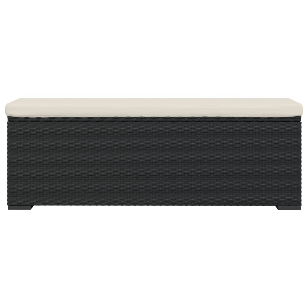 Panca Ottomana con Cuscino Nero 110x30x40 cm in Polyrattan - homemem39