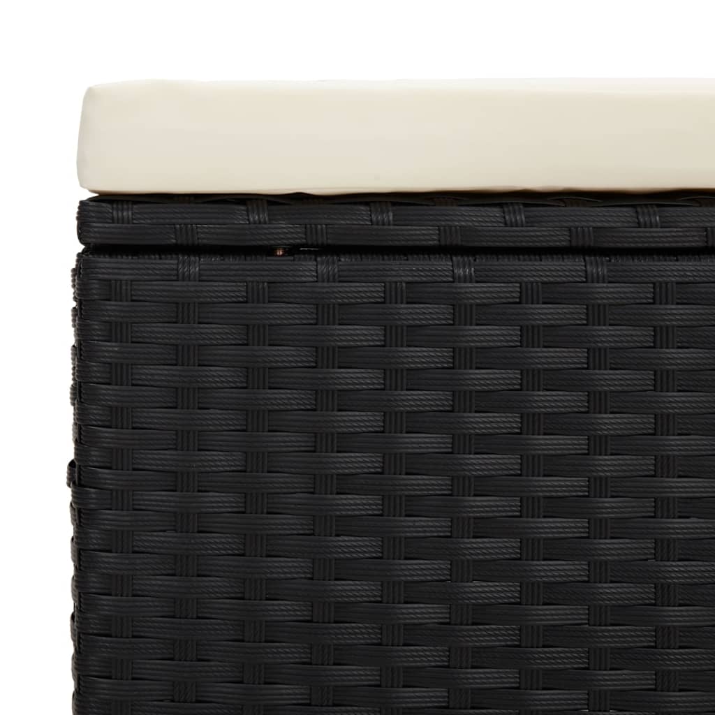 Panca Ottomana con Cuscino Nero 110x30x40 cm in Polyrattan - homemem39