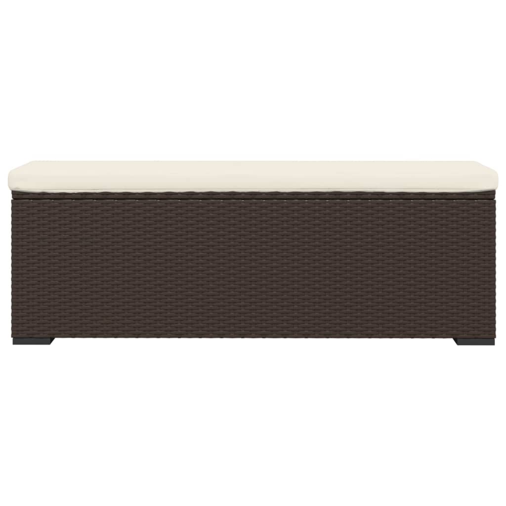 Panca Ottomana con Cuscino Marrone 110x30x40 cm in Polyrattan - homemem39