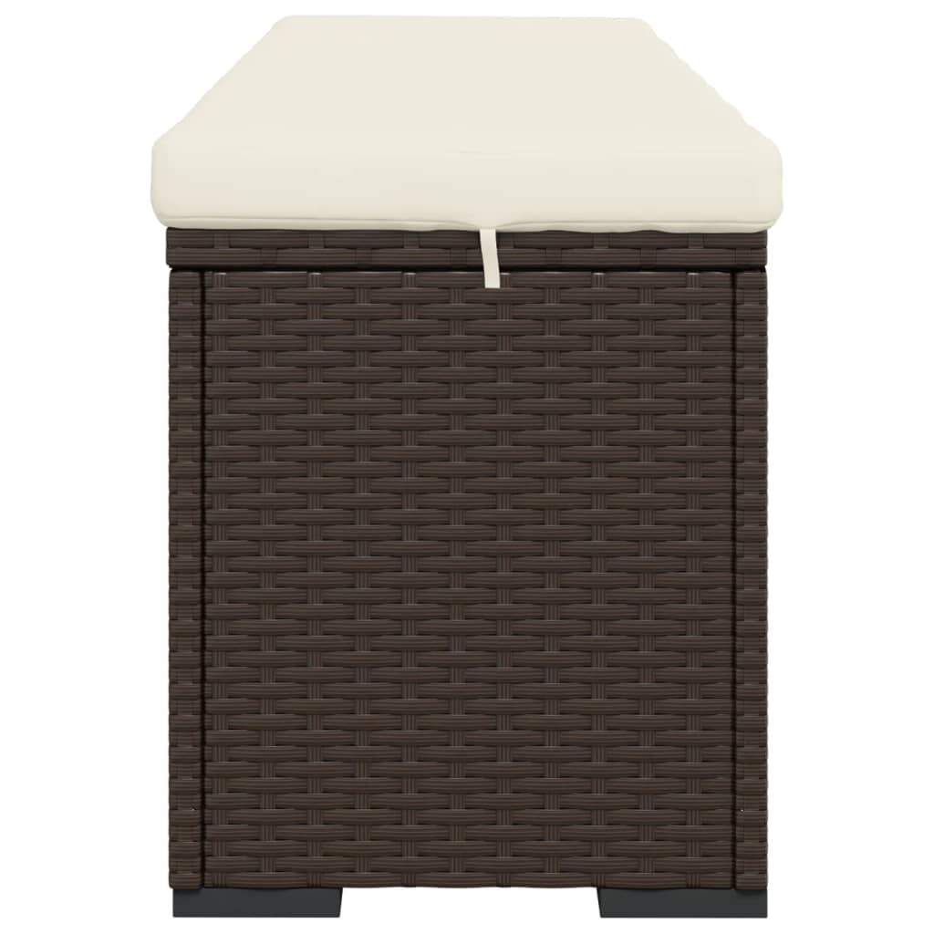 Panca Ottomana con Cuscino Marrone 110x30x40 cm in Polyrattan - homemem39