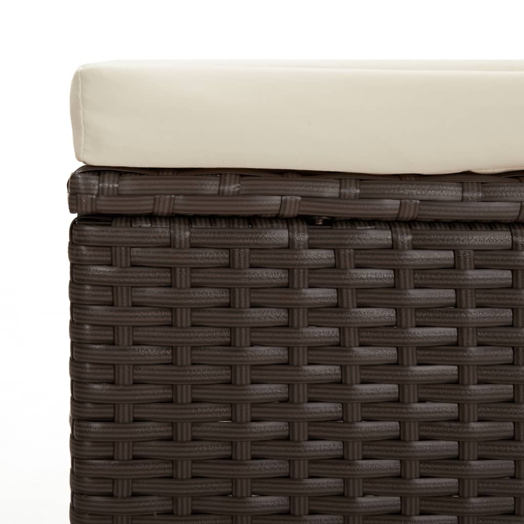 Panca Ottomana con Cuscino Marrone 110x30x40 cm in Polyrattan - homemem39