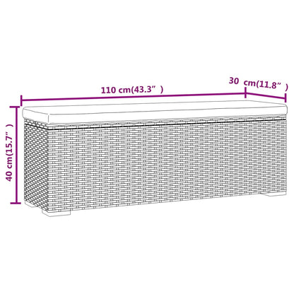 Panca Ottomana con Cuscino Marrone 110x30x40 cm in Polyrattan - homemem39