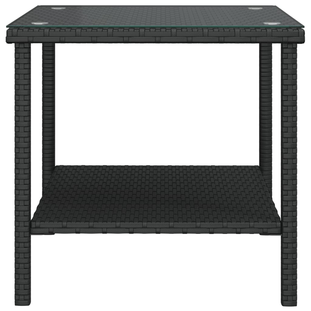 Tavolino Nero 45x45x45 cm Polyrattan e Vetro Temperato - homemem39