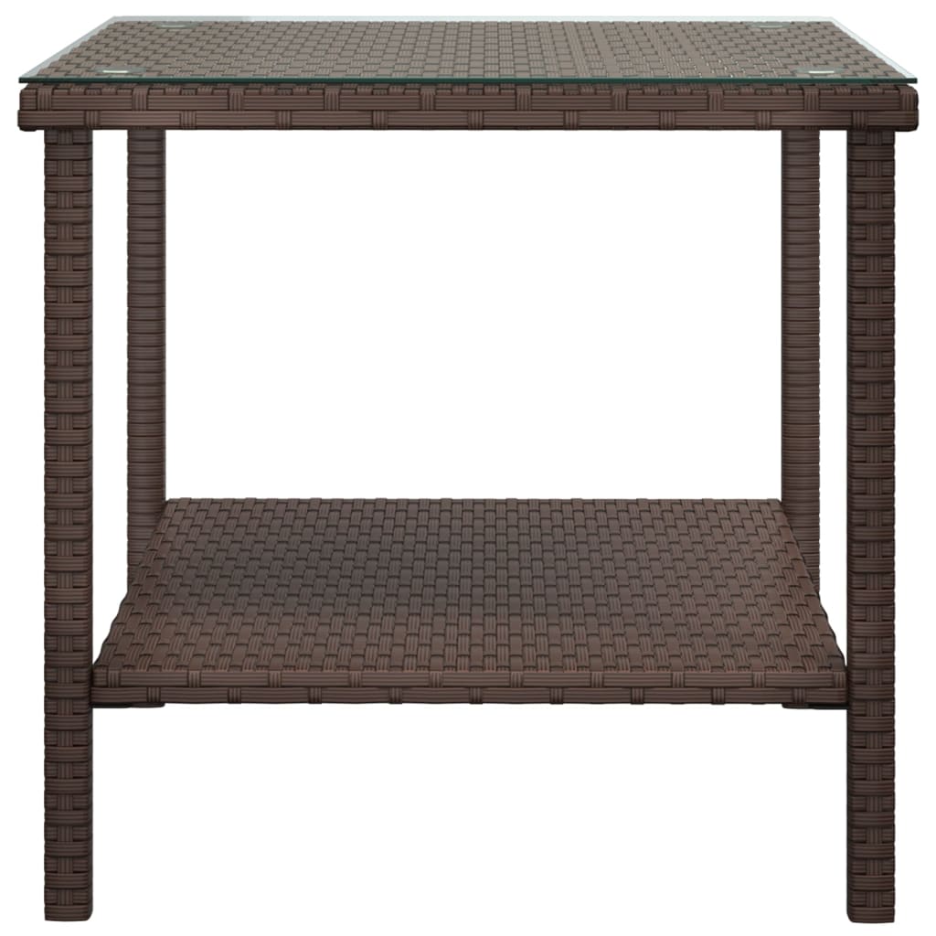 Tavolino Marrone 45x45x45 cm Polyrattan e Vetro Temperato - homemem39