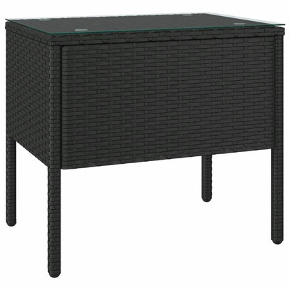 Tavolino Nero 53x37x48 cm Polyrattan e Vetro Temperato - homemem39